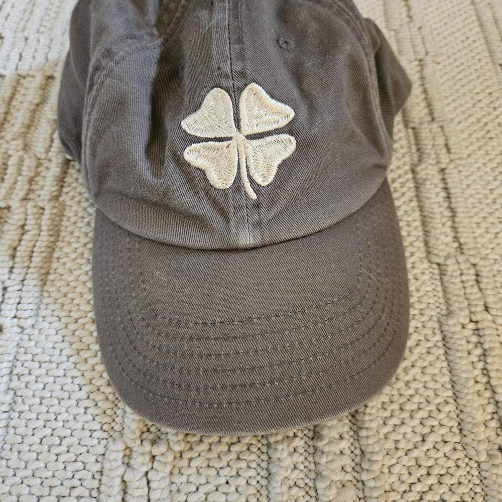 Lucky Brand Gray Hat with Cream Clover Embroidery